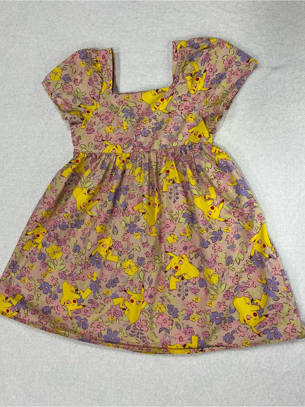 Pokemon Pink and Yellow Pikachu Floral Casual Dress